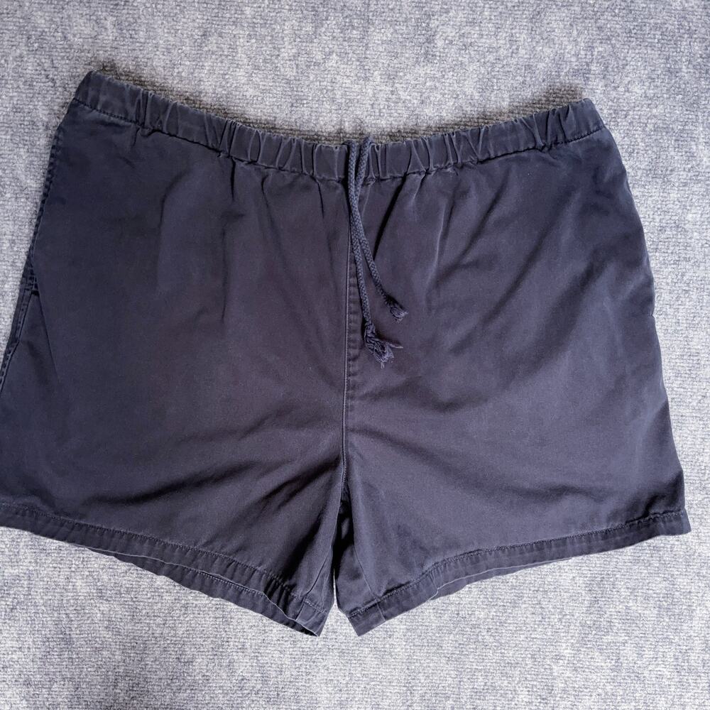 Lands End Shorts Mens Large Navy Blue Drawstring Casual 100% Cotton Pockets